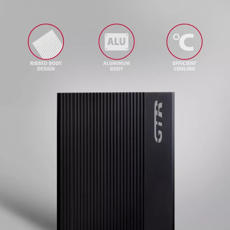 Axagon EE35-GTR USB-C 5Gbps - SATA 6G, 3.5 RIBBED box BLACK - Case HDD USB Type-C 3,5 pollici