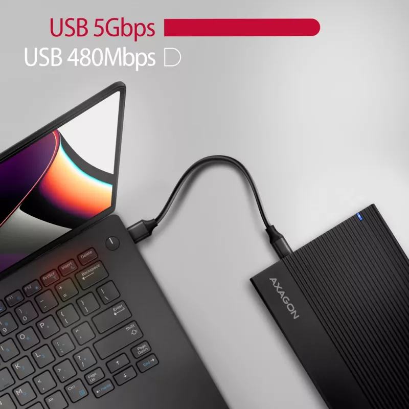 Axagon EE35-GTR USB-C 5Gbps - SATA 6G, 3.5 RIBBED box BLACK - Case HDD USB Type-C 3,5 pollici