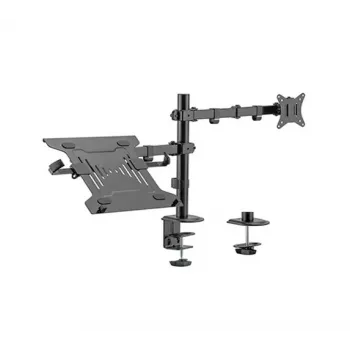 Supporto monitor Gembird MA-DA-03 per schermi 32 pollici, morsetto da tavolo/passacavo, doppio braccio, VESA 75x75–100x100, nero