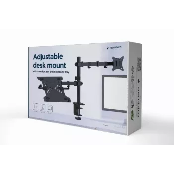 Supporto monitor Gembird MA-DA-03 per schermi 32 pollici, morsetto da tavolo/passacavo, doppio braccio, VESA 75x75–100x100, nero