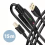 Axagon ADR-215B Cavo attivo di collegamento/ripetitore USB 2.0 A-M -> B-M 15 m