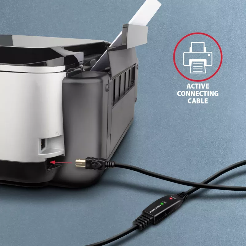 Axagon ADR-215B Cavo attivo di collegamento/ripetitore USB 2.0 A-M -> B-M 15 m