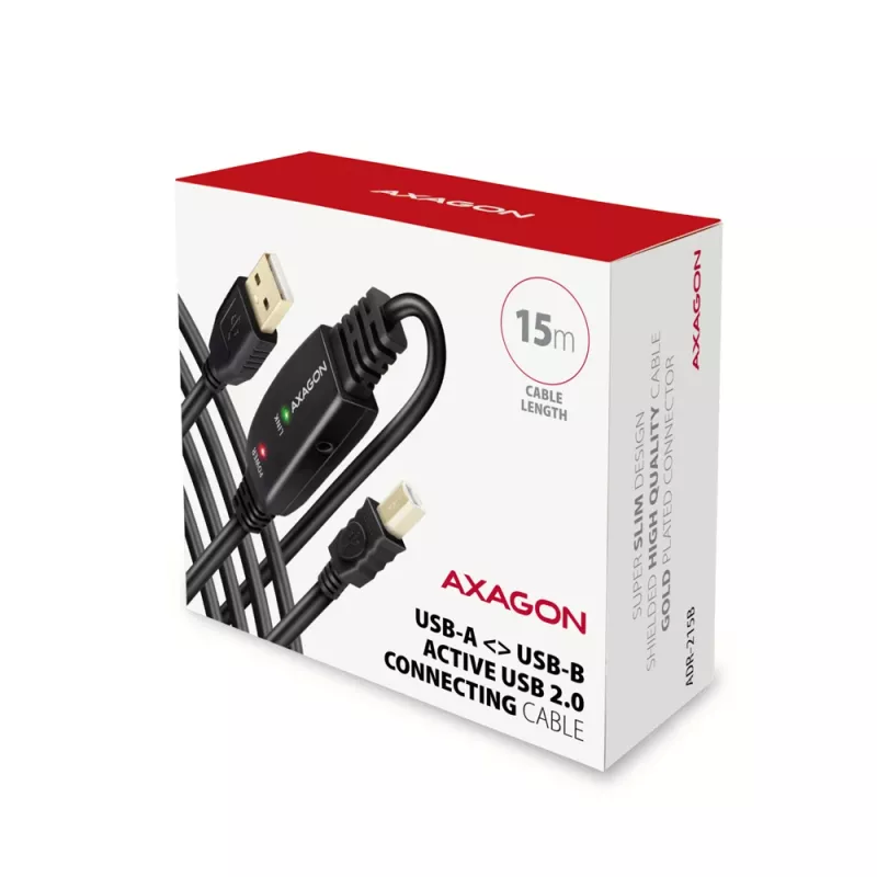 Axagon ADR-215B Cavo attivo di collegamento/ripetitore USB 2.0 A-M -> B-M 15 m