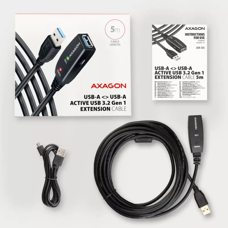 Axagon ADR-305 Cavo attivo di prolunga/ripetitore USB 3.2 Gen 1 A-M -> A-F 5 m