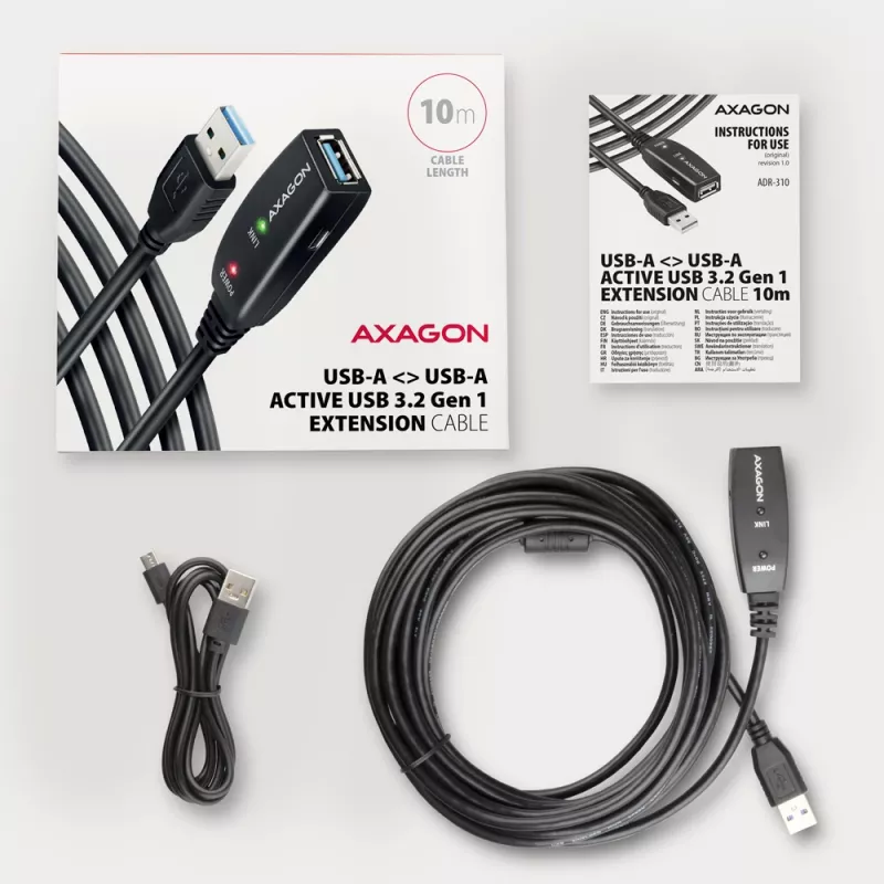 Axagon ADR-310 Cavo attivo di prolunga/ripetitore USB 3.2 Gen 1 A-M -> A-F 10m
