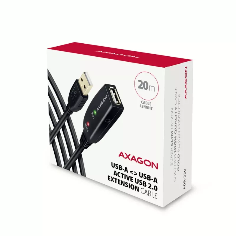 Axagon ADR-220 Cavo attivo di prolunga/ripetitore USB 2.0 A-M -> A-F 20 m