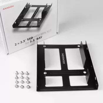 Axagon RHD-225 METAL Supporto per 2x HDD/SSD 2,5 pollici in alloggiamento 3,5 pollici, supporto ventola