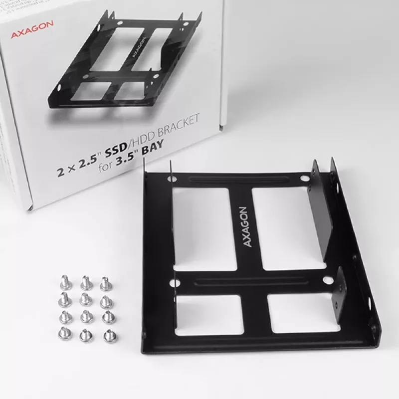 Axagon RHD-225 METAL Supporto per 2x HDD/SSD 2,5 pollici in alloggiamento 3,5 pollici, supporto ventola