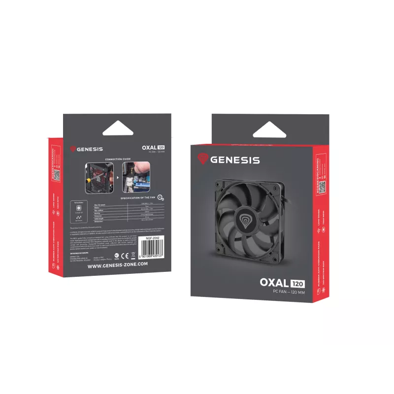 GENESIS Oxal 120 Ventola per case PC 12 cm Nero 1 pz.