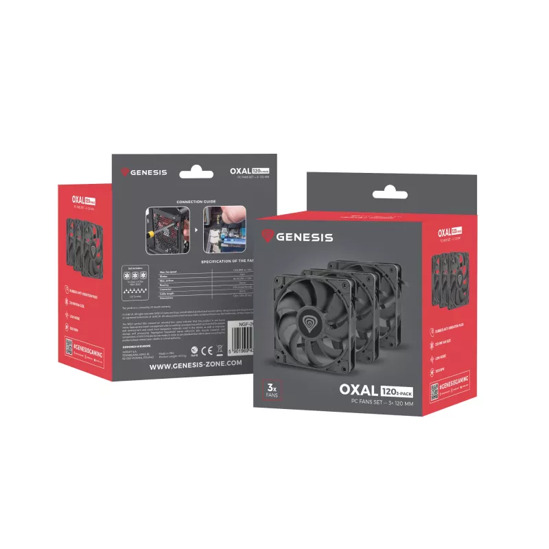GENESIS Oxal 120 Ventola per case PC 12 cm Nero 3 pz.