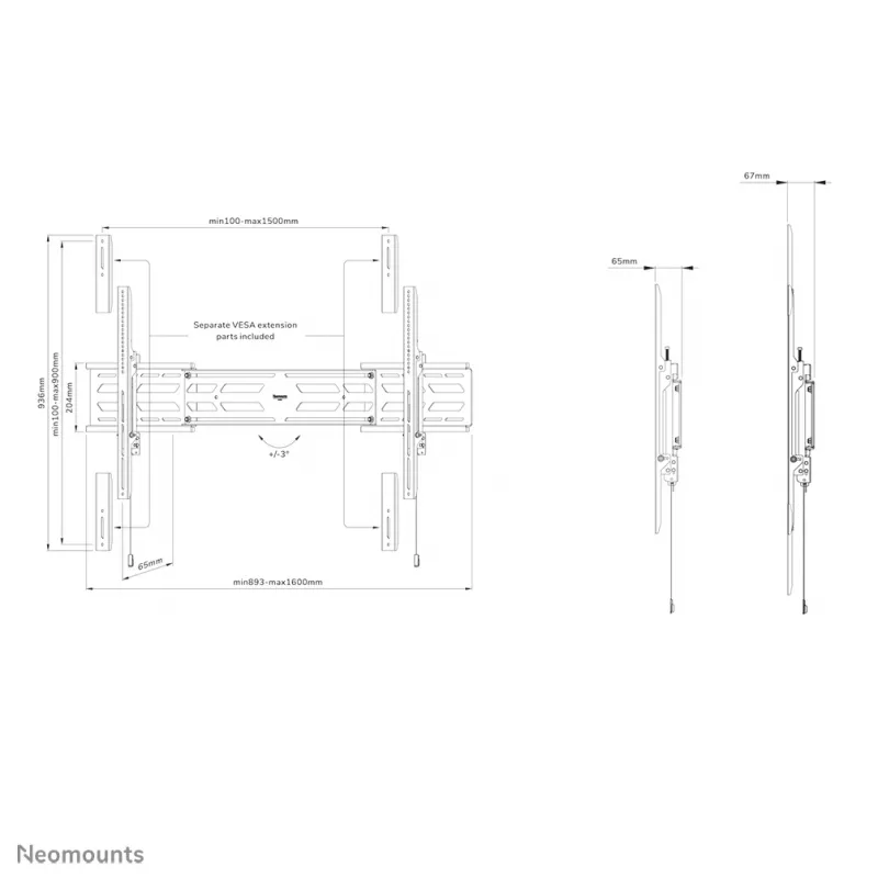 Neomounts WL30S-950BL19 supporto a parete per carichi pesanti 55-115