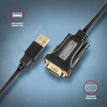 Axagon ADS-1PQN cavo adattatore USB-A 2.0 - seriale RS-232 DB9-M FTDI