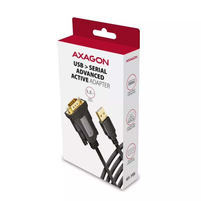 Axagon ADS-1PQN cavo adattatore USB-A 2.0 - seriale RS-232 DB9-M FTDI