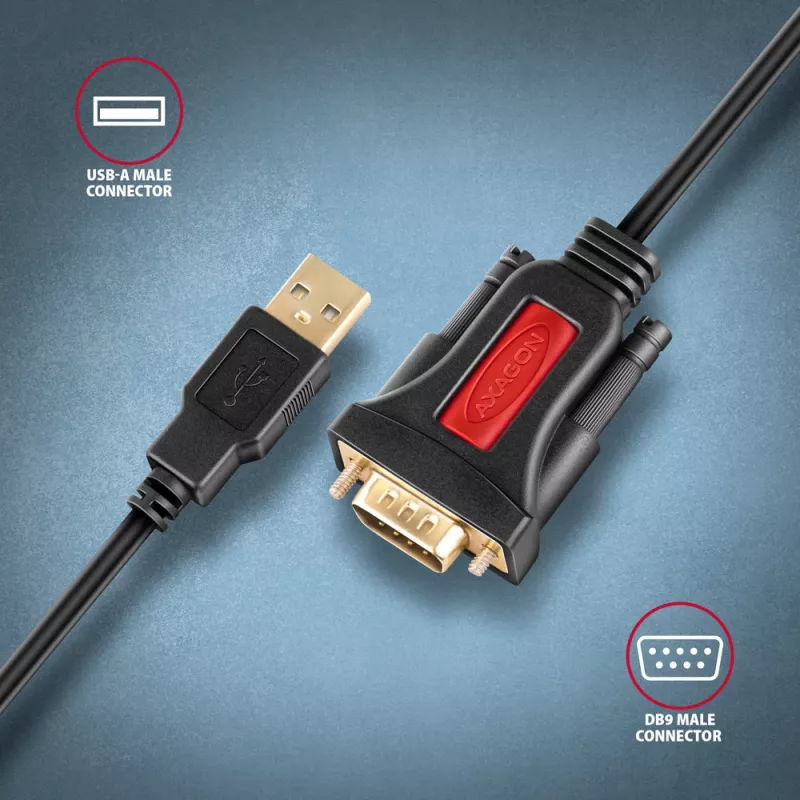 Axagon ADS-1PSN cavo adattatore USB-A 2.0 - seriale RS-232 DB9-M Prolific 1,5 m