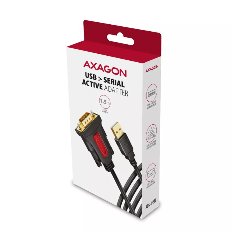 Axagon ADS-1PSN cavo adattatore USB-A 2.0 - seriale RS-232 DB9-M Prolific 1,5 m