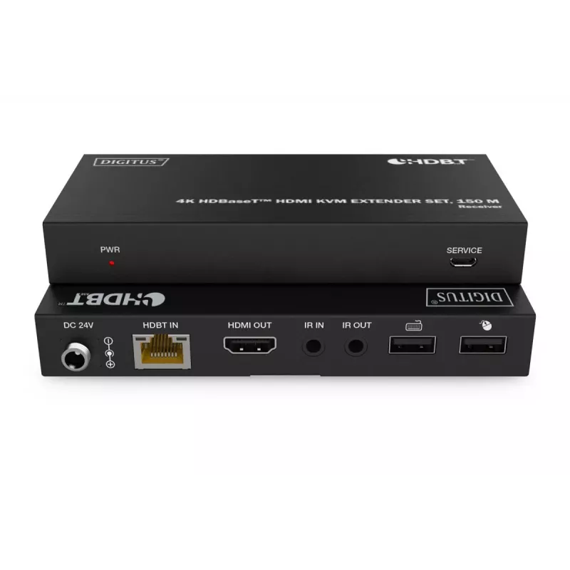 DIGITUS HDBaseT KVM Extender Set - 150m 4K/60Hz USB 1.1 PoC IR nero