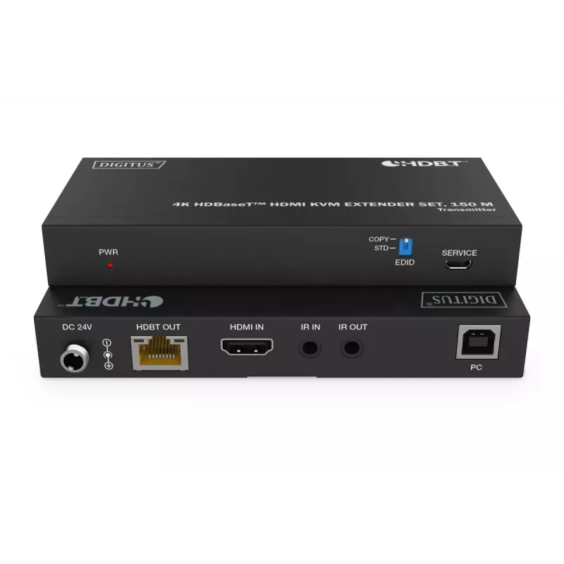 DIGITUS HDBaseT KVM Extender Set - 150m 4K/60Hz USB 1.1 PoC IR nero