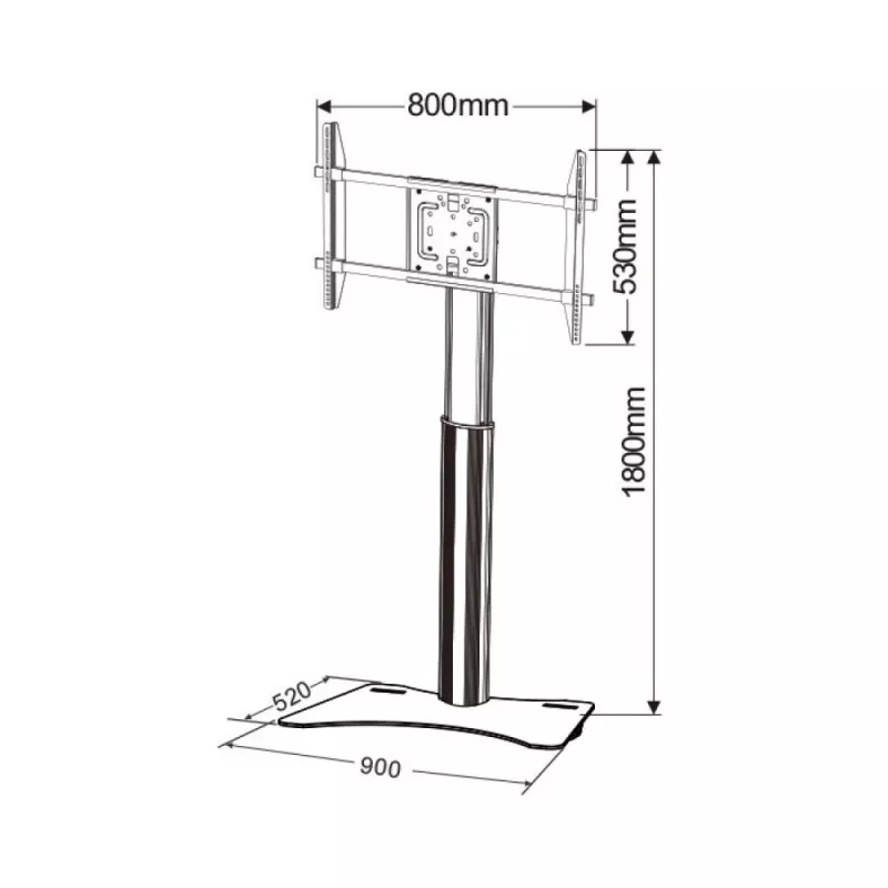 Techly ICA-TR39 supporto TV da pavimento, 32-70 pollici, 40 kg, VESA 800x400, nero/argento