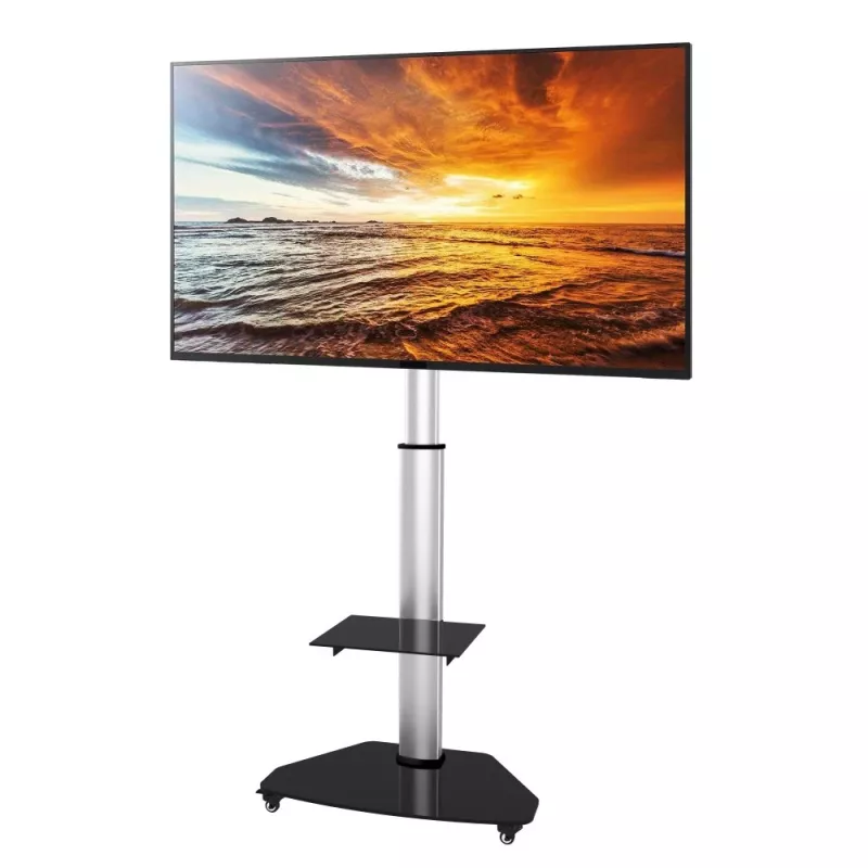 Techly supporto a pavimento con carrello portaoggetti TV LCD/LED/Plasma 37-70 pollici argento