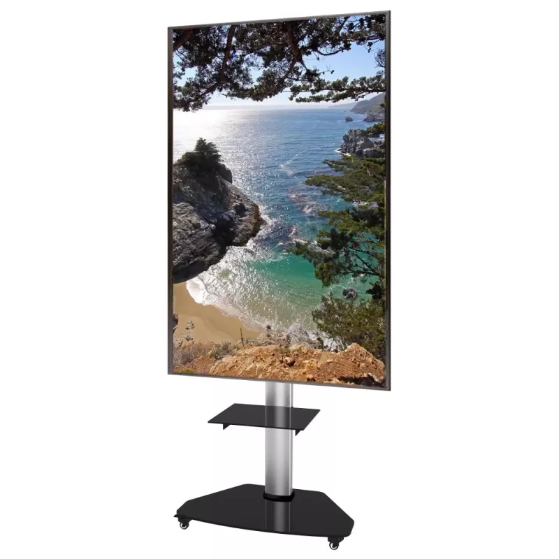 Techly supporto a pavimento con carrello portaoggetti TV LCD/LED/Plasma 37-70 pollici argento