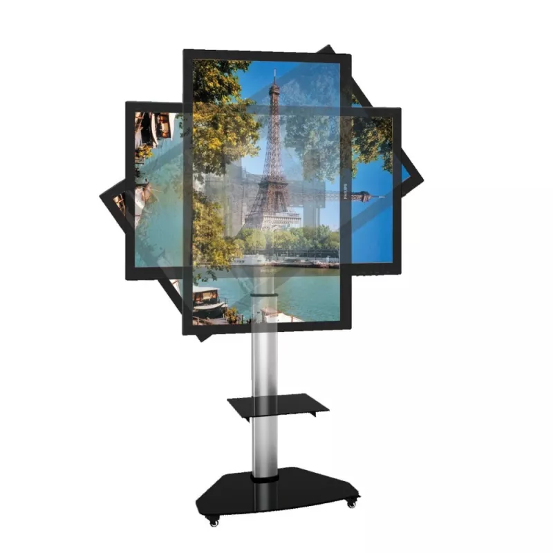 Techly supporto a pavimento con carrello portaoggetti TV LCD/LED/Plasma 37-70 pollici argento