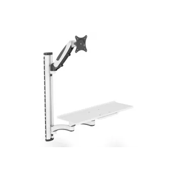 DIGITUS supporto a parete per workstation (monitor, tastiera, mouse) 32 pollici, 8 kg, VESA 75x75/100x100, bianco/nero