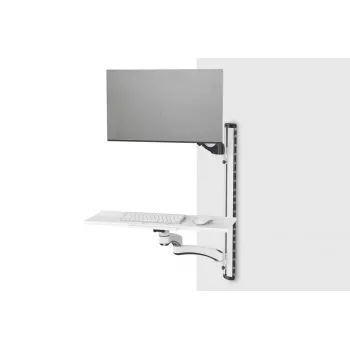 DIGITUS supporto a parete per workstation (monitor, tastiera, mouse) 32 pollici, 8 kg, VESA 75x75/100x100, bianco/nero