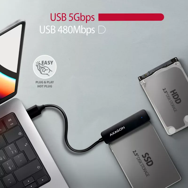 Axagon ADSA-FP2A scheda di interfaccia USB 3.2 Gen 1 SATA connettore maschio nero
