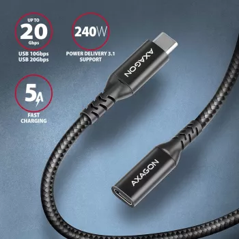 Axagon BUCM32-CF10AB SPEED+ cavo prolunga USB-C USB 20Gbps 1 m