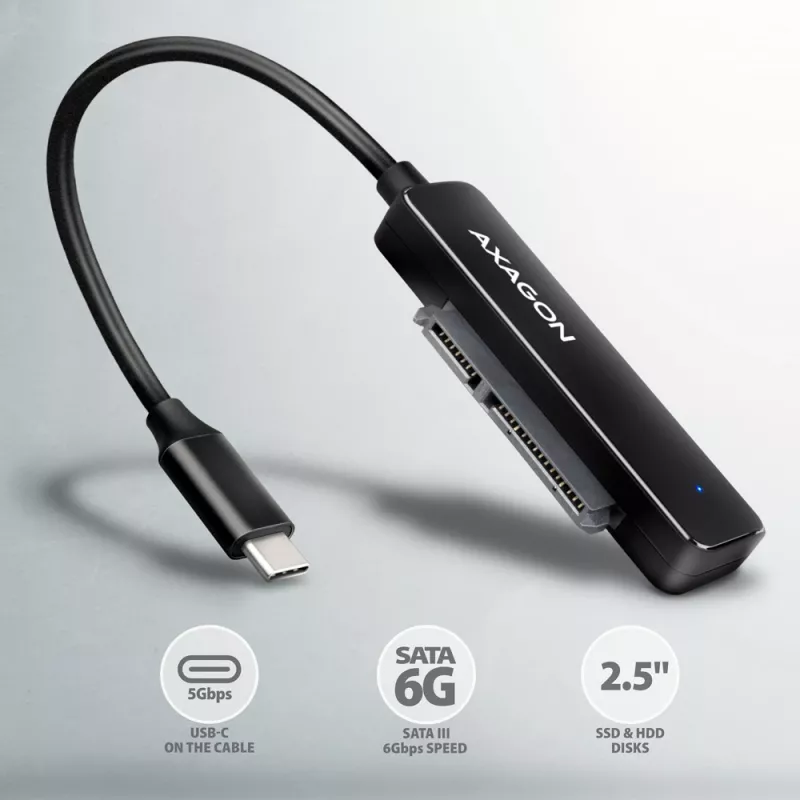 Axagon ADSA-FP2C adattatore USB-C 5Gbps - SATA 6G, 2.5 SSD/HDD SLIM - adattatore - schede di interfaccia digitali/dati/adattatori