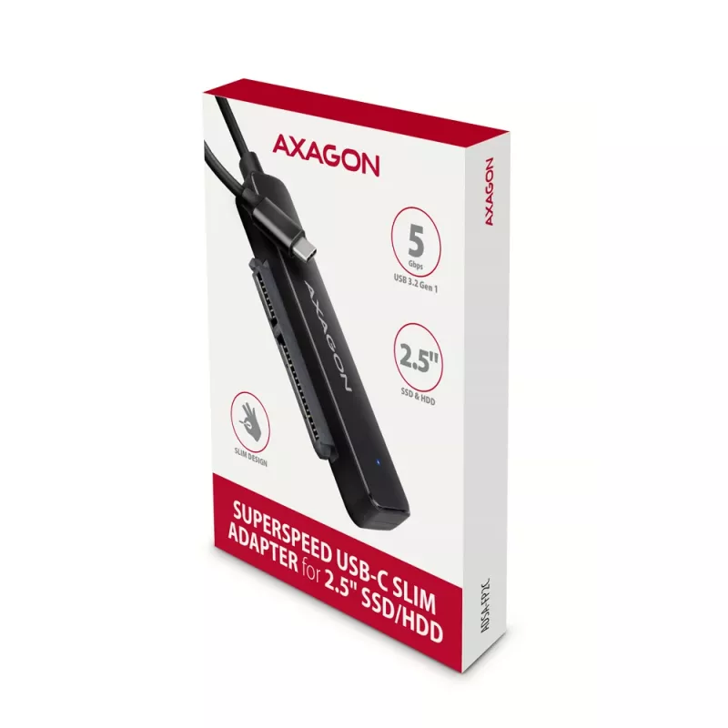 Axagon ADSA-FP2C adattatore USB-C 5Gbps - SATA 6G, 2.5 SSD/HDD SLIM - adattatore - schede di interfaccia digitali/dati/adattatori