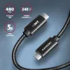 Axagon BUCM2-CM20AB cavo dati e ricarica USB 480 Mbit/s 2 m, PD 240 W, 5 A, nero intrecciato
