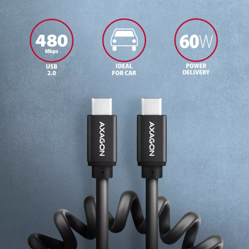 Cavo USB Axagon BUCM-CM20TB 1,1m PD 60W 3A nero