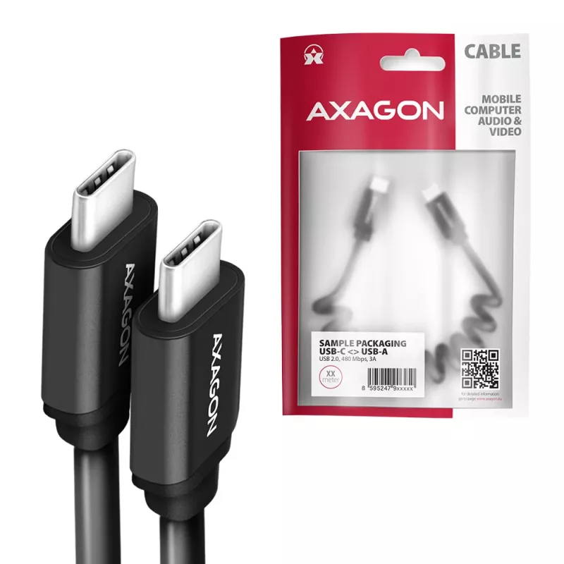 Cavo USB Axagon BUCM-CM20TB 1,1m PD 60W 3A nero