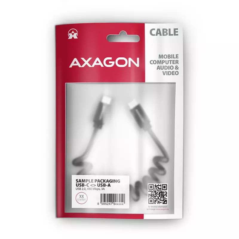 Cavo USB Axagon BUCM-CM20TB 1,1m PD 60W 3A nero