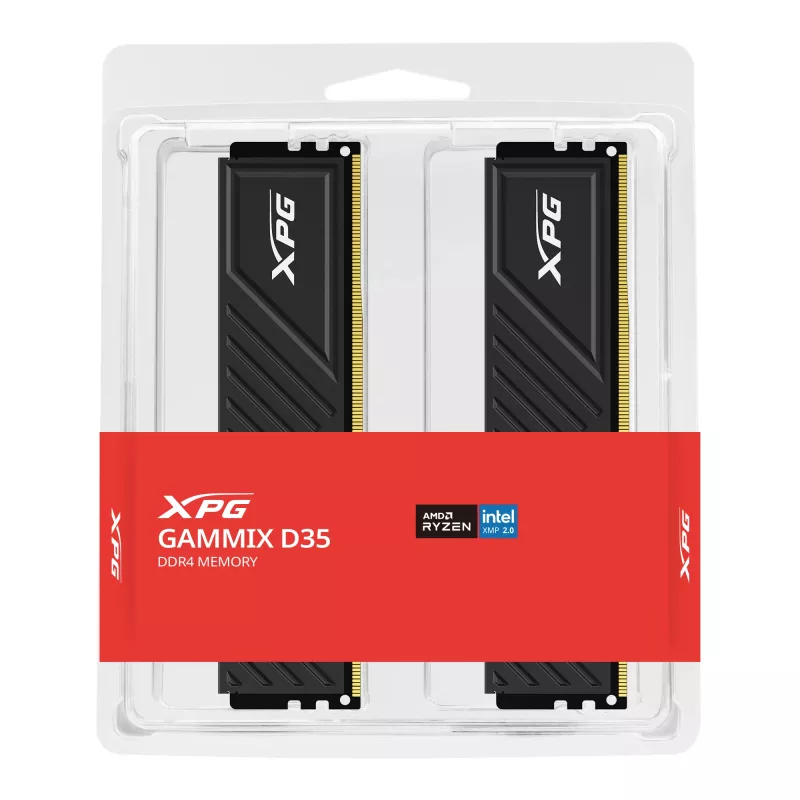 DIMM 32 GB DDR4-3200 (2x 16 GB) Dual-Kit, memoria RAM nera, AX4U320016G16A-DTBKD35, XPG Gammix D35, INTEL XMP