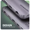 Axagon HMC-12GM2, hub USB 10 Gbps, 3x USB-A, USB-C, HDMI, DP, RJ-45, M.2, SD/mSD, audio, PD