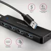 Axagon HUE-C1A hub TRAVEL 4x USB 5 Gbps, ingresso alimentazione USB-C, cavo USB-A 19 cm
