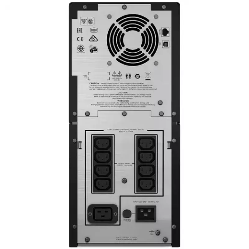 APC Smart-UPS C, line-interactive, 3kVA, tower, 230V, 8 uscite IEC C13+1 uscita IEC C19, comunicazione USB e seriale, AVR, LCD grafico