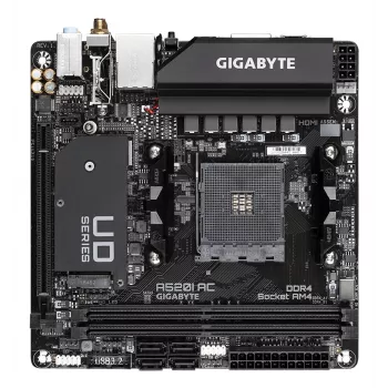 Scheda madre GIGABYTE A520I AC - supporta CPU AMD Ryzen serie 5000 AM4, VRM digitale a 6 fasi, fino a 5300MHz DDR4 (OC), 1xPCIe 3.0 M.2, WLAN, GbE LAN, USB 3.2 Gen1