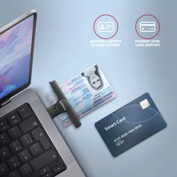 Lettore di smart card / carte ID Axagon CRE-SMPA USB-A PocketReader, USB 2.0, nero, 13 g