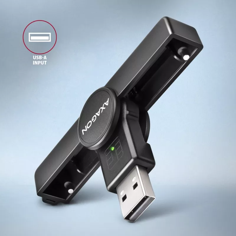 Lettore di smart card / carte ID Axagon CRE-SMPA USB-A PocketReader, USB 2.0, nero, 13 g