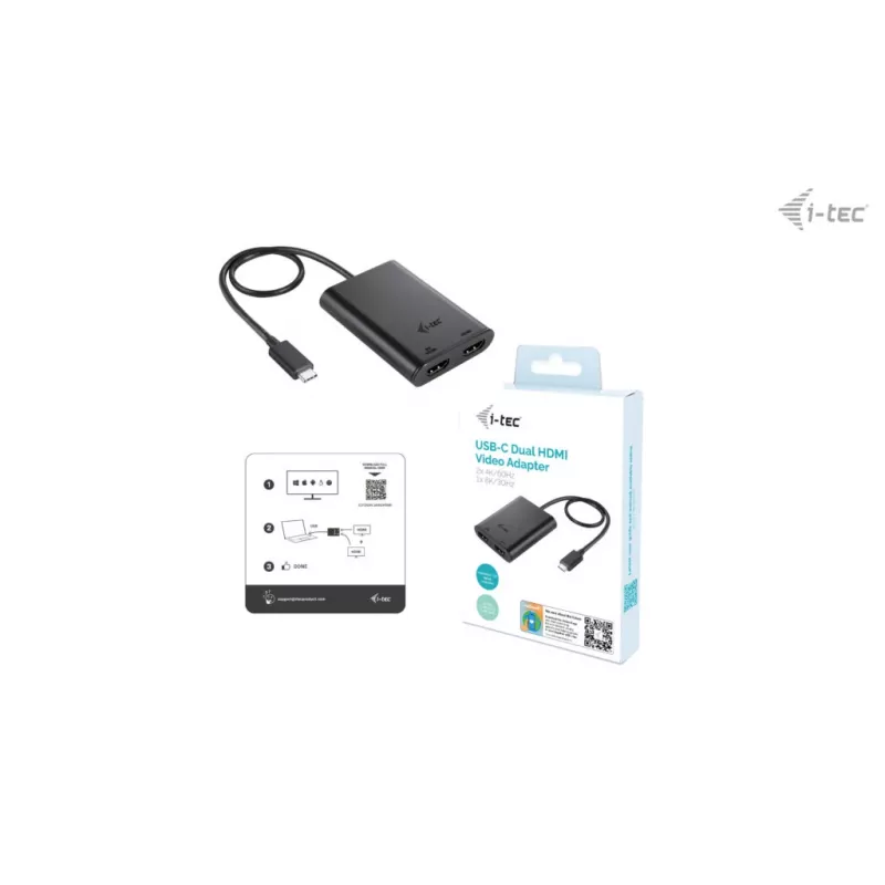 Adattatore video i-tec USB-C Dual 4K/60Hz (Single 8K/30Hz) HDMI