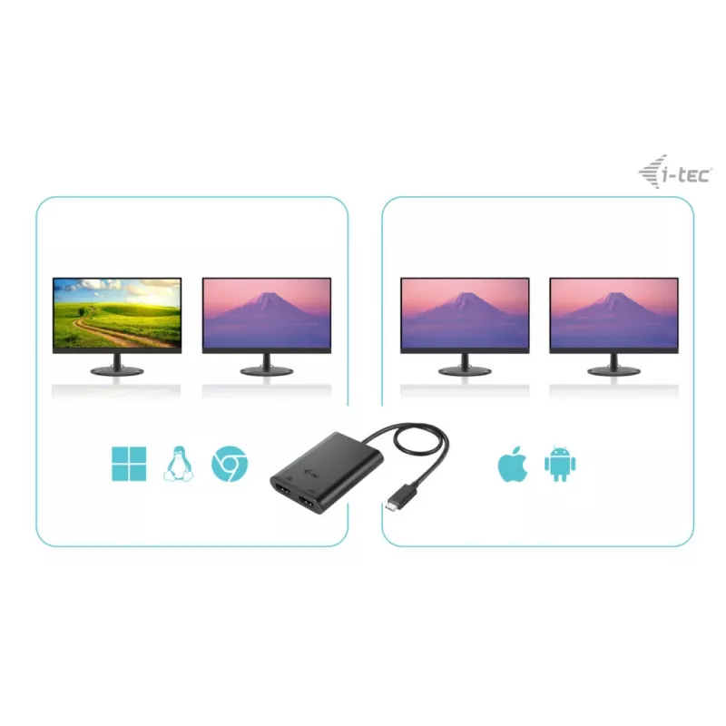Adattatore video i-tec USB-C Dual 4K/60Hz (Single 8K/30Hz) HDMI