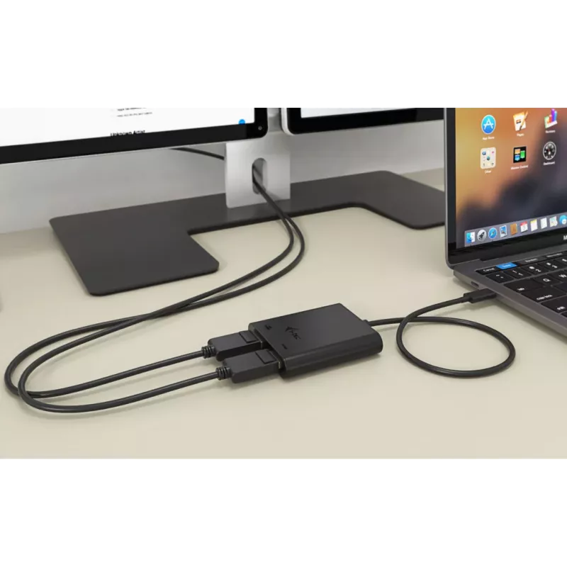Adattatore video i-tec USB-C Dual 4K/60Hz (Single 8K/30Hz) HDMI