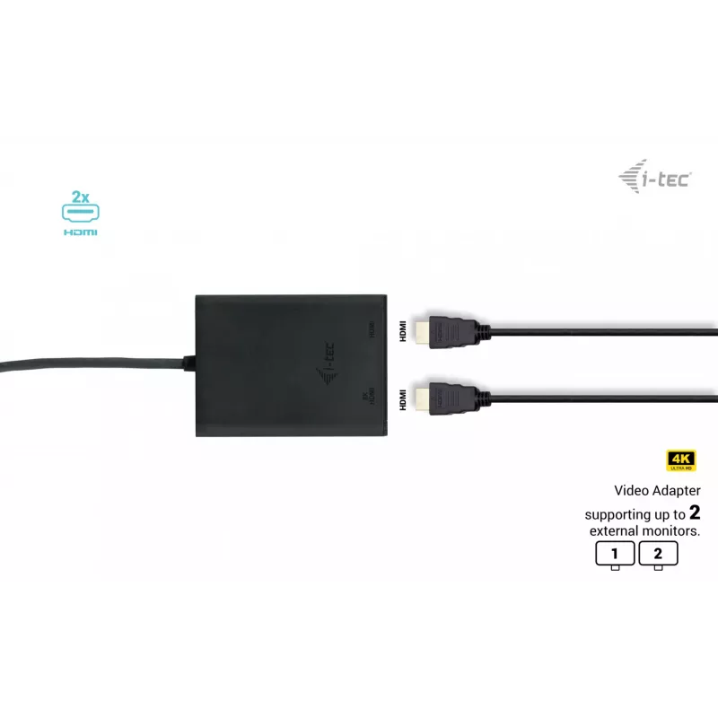 Adattatore video i-tec USB-C Dual 4K/60Hz (Single 8K/30Hz) HDMI