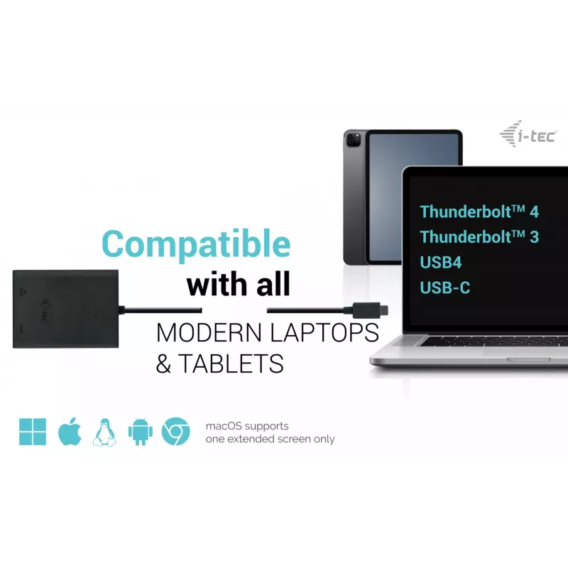 Adattatore video i-tec USB-C Dual 4K/60Hz (Single 8K/30Hz) HDMI