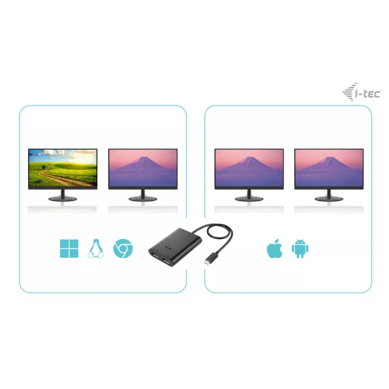 Adattatore video i-tec USB-C Dual 4K DisplayPort