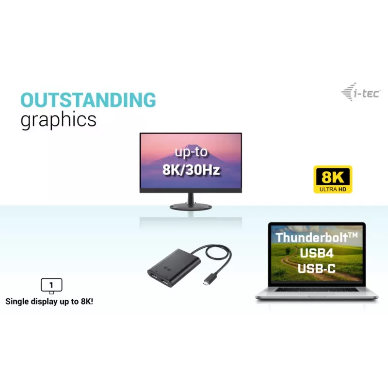 Adattatore video i-tec USB-C Dual 4K DisplayPort