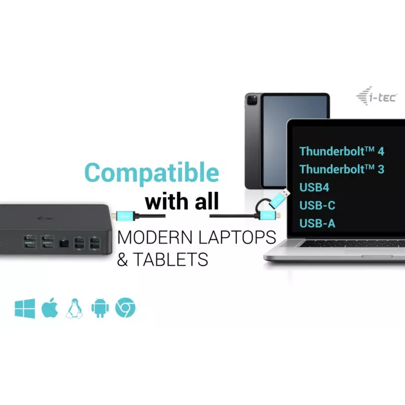Docking station i-tec USB 3.0 / USB-C / Thunderbolt 3 Professional Dual 4K Display Generation 2 + Power Delivery 100W